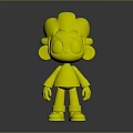 3D Cartoon Character Red Skin Big Eyes Black Hair Wearing Black White Top White Shoes