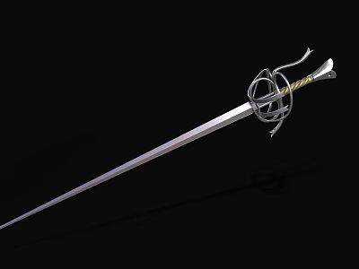 Medieval Decorative Sword With Intricate Hilt Design Ornate Guard And Silver Blade 3d model