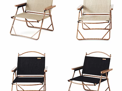 Folding Lounge Chair with Beige and Black Design and Metal Frame for Outdoor Use 3d model