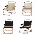 Folding Lounge Chair with Beige and Black Design and Metal Frame for Outdoor Use