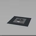 Blue Square Plate With Silver Circular Element On Dark Background And Smooth Finish 3d model