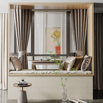 New Chinese Style Bay Window Bedroom Bay Window 3d model