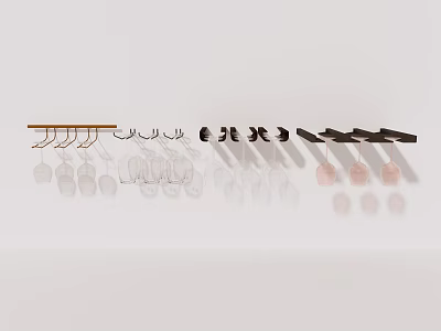 Modern Wine Bottles And Glasses Display On Hanging Wooden Rack With Storage 3d model