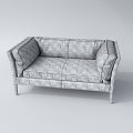 Antique two-seat sofa leather sofa 3d model