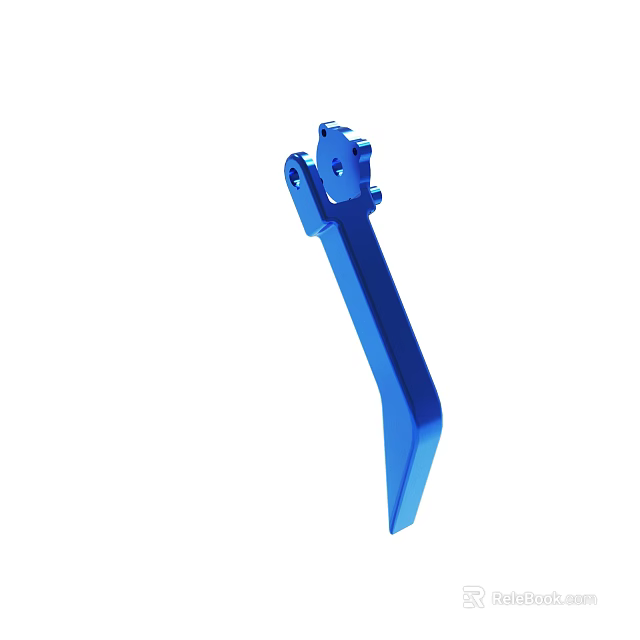 Blue Metal Mechanical Part With Mounting Bracket And Long Shank Design 3d model 