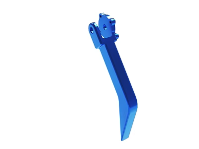 Blue Metal Mechanical Part With Mounting Bracket And Long Shank Design 3d model