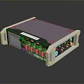 Electronic Device With Metal Casing Silver Frame Black Panel Knobs And Multiple Ports