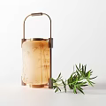Bamboo Pattern Table Lamp With Frosted Glass Shade And Metal Frame Near Green Bamboo Plant