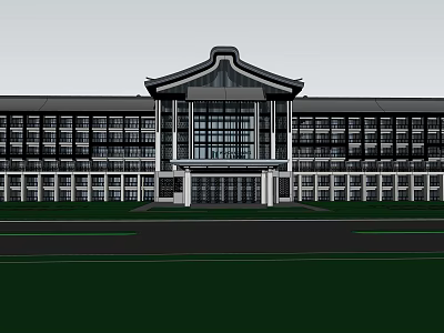 Traditional Ancient Architecture Featuring Symmetrical Facade Ornate Eaves And Main Gate 3d model