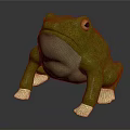 3D Rendered Reptile With Green Body Orange Eyes And White Claws On Dark Background