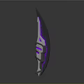 Fantasy Metallic Blade With Purple Glowing Geometric Patterns And Shiny Finish