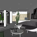 Light luxury hall company reception hall front desk company reception area reception desk leisure sofa 3d model