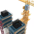 Tower Crane Construction Structure With Yellow Boom And Steel Frame Design 3d model