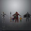 Assorted Superhero Action Figures Collectible Toy Display Set With Diverse Characters 3d model