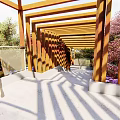 Aerial Planning for Mountainous Area with Architectural Structures Lush Vegetation and Scenic Pathways