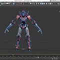 Futuristic Sci Fi Mech Character With Gray Red Armor And Mechanical Design