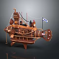 Vintage Retro Submarine Model With Decorative Flag Chain And Craft Details Design