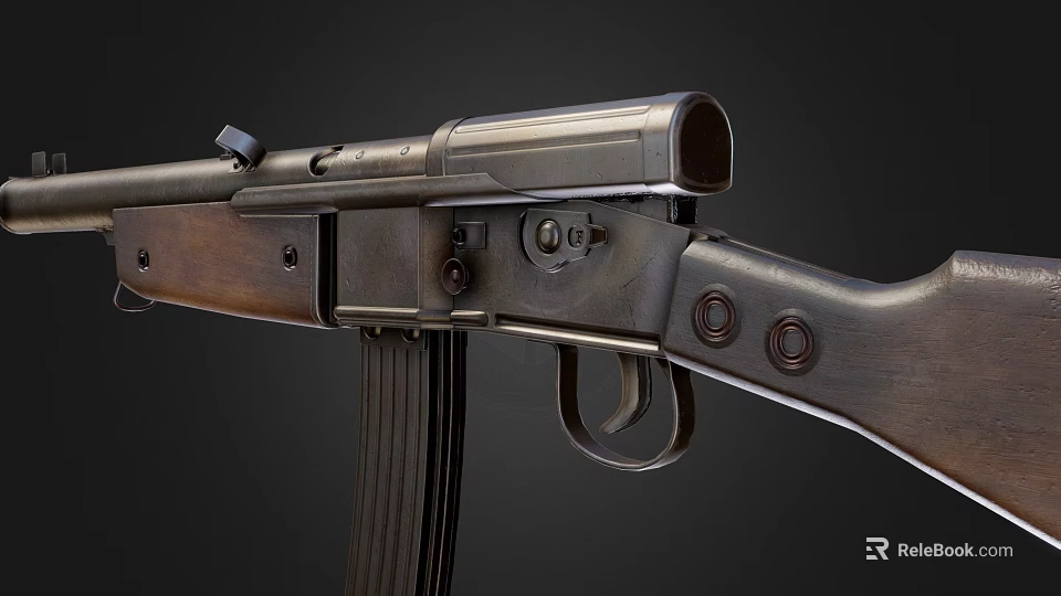 Vintage Bolt Action Rifle With Wooden Stock Metal Barrel And Detachable Magazine 3d model 