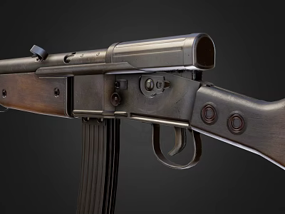 Vintage Bolt Action Rifle With Wooden Stock Metal Barrel And Detachable Magazine 3d model