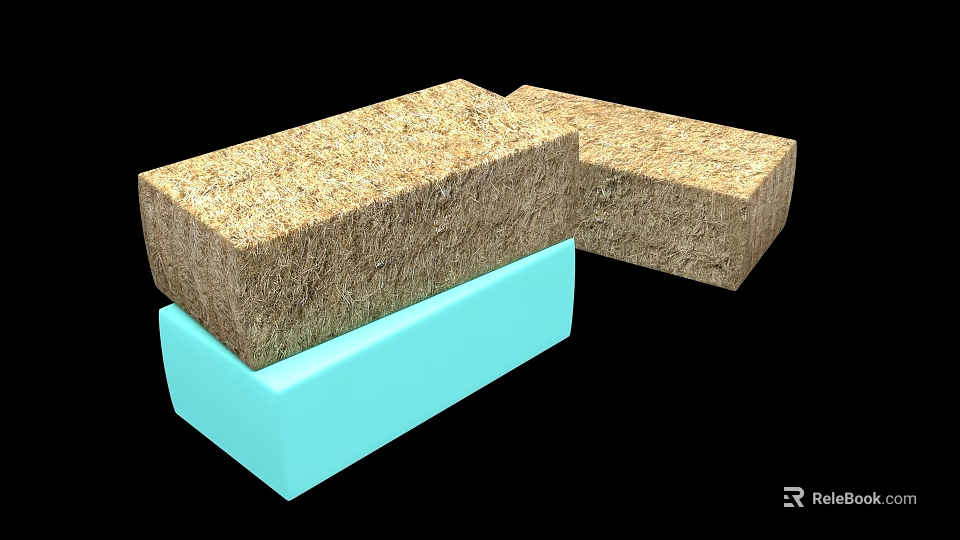 Functional Vehicle Equipped With Straw Material Blocks And Light Blue Base 3d model 