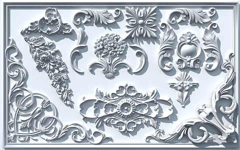 European-style carved plaster 3d model