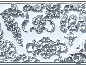 European-style carved plaster 3d model