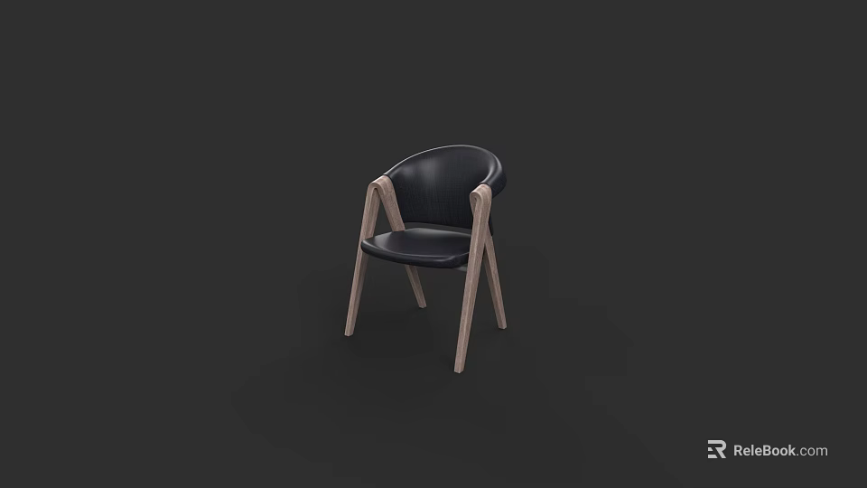 Modern Comfortable Black Office Chair with Wooden Armrests and Sleek Design 3d model 