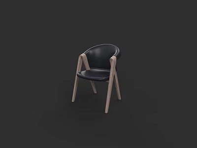 Modern Comfortable Black Office Chair with Wooden Armrests and Sleek Design 3d model
