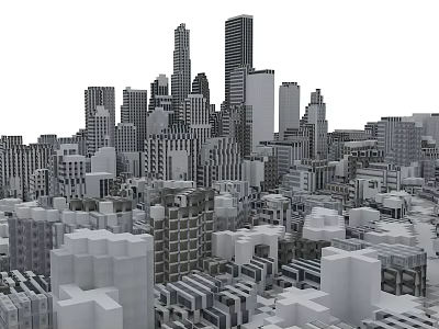 Modern Urban Cityscape With Dense Skyscrapers And High Rise Buildings 3d model