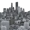 Modern Urban Cityscape With Dense Skyscrapers And High Rise Buildings