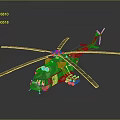 Detailed View Of Military Camouflage Helicopter With Large Rotors On Gray Background