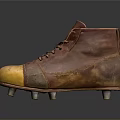 Vintage High Top Leather Football Boots With Yellow Toe And Studs