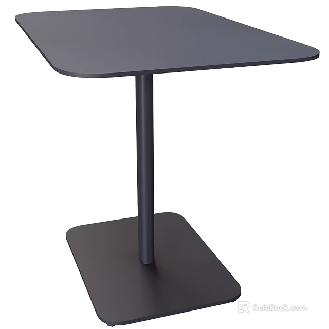 Modern Minimalist Side Table with Square Black Top and Stable Single Leg Design 3d model 
