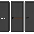 Black Flush Doors With Sleek Design And Decorative Lines In Various Styles 3d model
