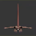 Cute 3D Character Model With Large Ears Pink Spotted Body And Outstretched Limbs