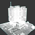 Modern Urban Building Complex With White Facade Numerous Windows Green Space And Parking Area