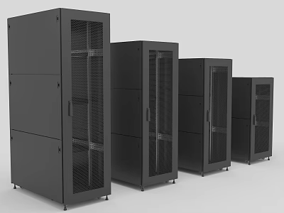 Industrial Equipment Black Metal Server Racks With Glass Mesh Doors For Data Center Storage 3d model