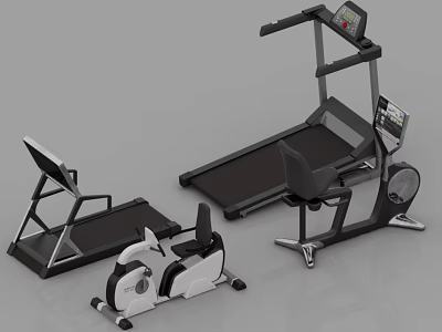 Modern Home Fitness Equipment Collection With Treadmill Exercise Bike And Elliptical Trainer 3d model