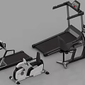 Modern Home Fitness Equipment Collection With Treadmill Exercise Bike And Elliptical Trainer