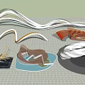 Modern Abstract Landscape Sculptures With Curved Lines And Diverse Colorful Forms