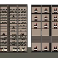 Modern Wine Cabinet Interior With Glass Doors Shelves Red Wine Bottles And Wine Glasses