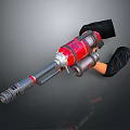 Red And Silver Handheld Weapon With Sci Fi Blaster Design And Mechanical Grip Details 3d model