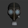 Firefighting Gas Mask With Leather Construction Round Eye Lenses And Metal Base