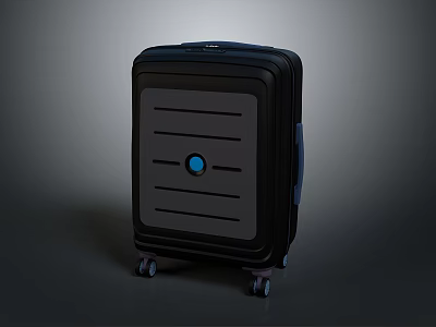 Modern Travel Suitcase With Black Gray Shell Blue Accent And Smooth Rolling Wheels 3d model