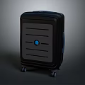 Modern Travel Suitcase With Black Gray Shell Blue Accent And Smooth Rolling Wheels