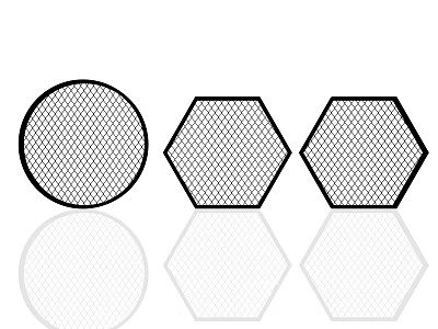 Variety of Mesh Fence Designs with Round and Hexagonal Shapes and Reflections 3d model