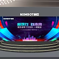 Modern NIIMBOT New Product Launch Stage with Colorful Background Multi tiered Circular Design
