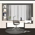 Bay Window Bookcase Desk Bookcase Integrated Cabinet Combination 3d model