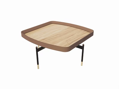 Modern Square Wooden Table and Chair Set with Brown Frame Black Legs Gold Accents 3d model