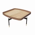Modern Square Wooden Table and Chair Set with Brown Frame Black Legs Gold Accents